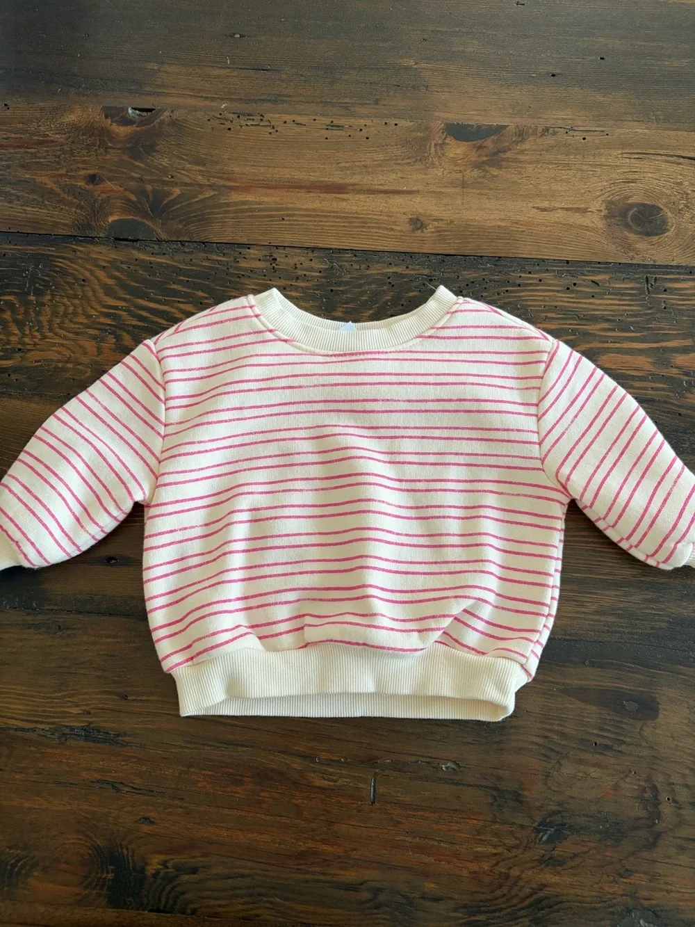 Old Navy Cream and Pink Striped Kids Sweatshirt